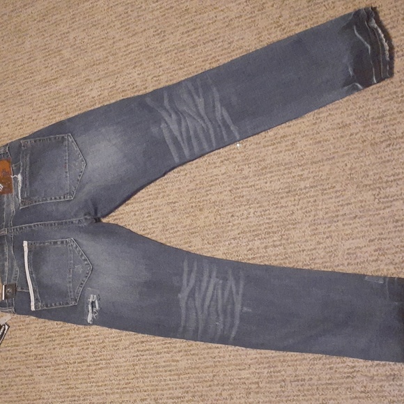 Heritage America Distressed Dark Indigo Denim Jeans Size 38X34 - Picture 3 of 14